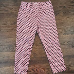 Loft Julie size 6 coral, navy, white cropped pants